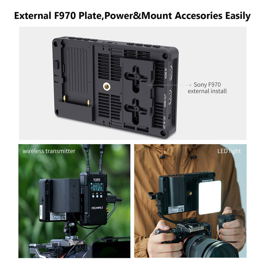 FEELWORLD F5 PROX 5.5 Inch 1600nit High Bright DSLR Camera Field Monitor F970 Install and Power Kit