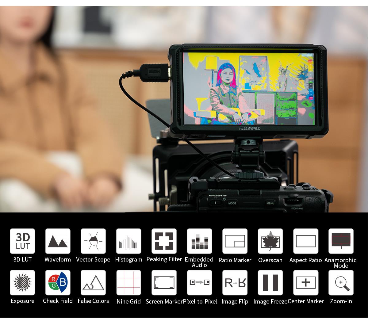 FEELWORLD FW568 PRO 6-inch 1200nit High Bright Camera DSLR Monitor 4K HDMI 60Hz