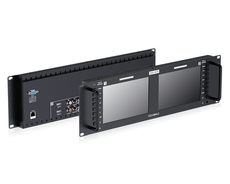 FeelWorld FRM701G Dual 7 Inch 12G-SDI/HDMI 4K 3RU Rackmount Monitor