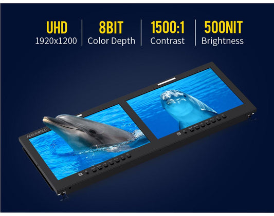 FEELWORLD D101 PLUS / D101 PLUS-H Dual 10.1"4RU Rack Mount Monitor 4K HDMI CVBS 1920x1200IPS