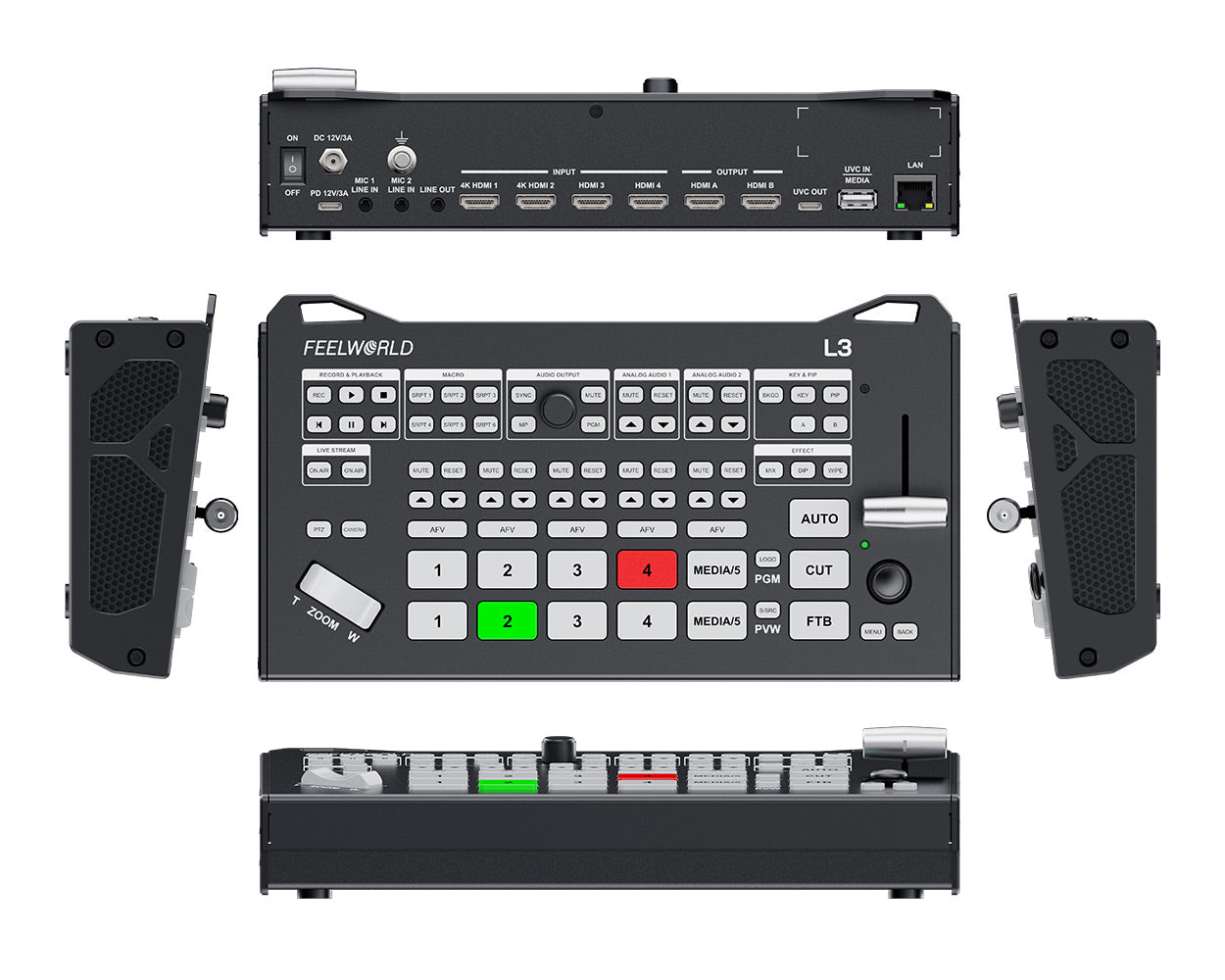 FEELWORLD L3 Multiple Camera Video Switcher Mixer 4K HDMI UVC RTMP Streaming PTZ UVC Camera Control