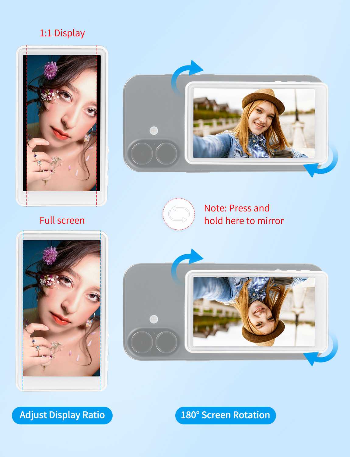FEELWORLD MC4 Selfie Screen Monitor for Vlog Live Stream Magnetic Back Wireless Connection with Remote Control