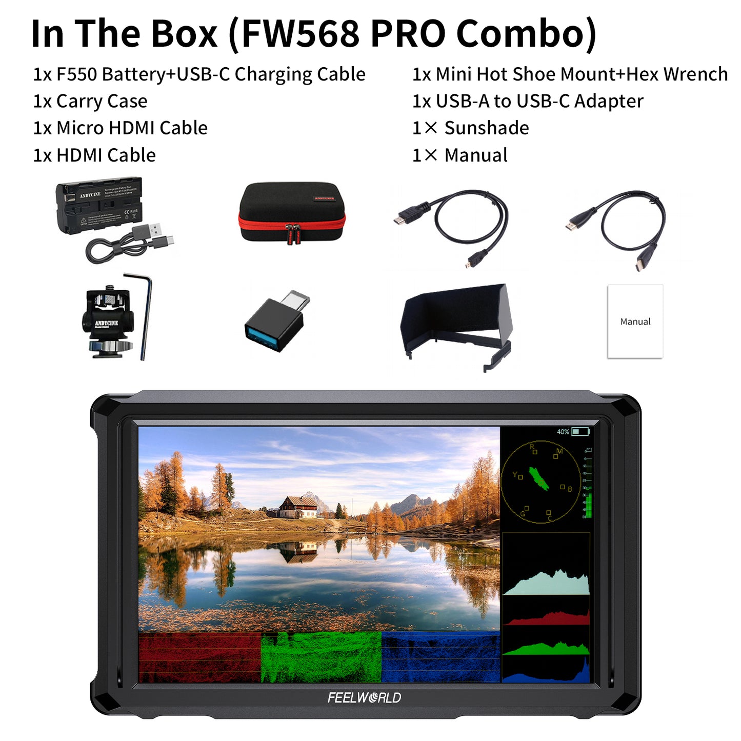 FEELWORLD FW568 PRO 6-inch 1200nit High Bright Camera DSLR Monitor 4K HDMI 60Hz