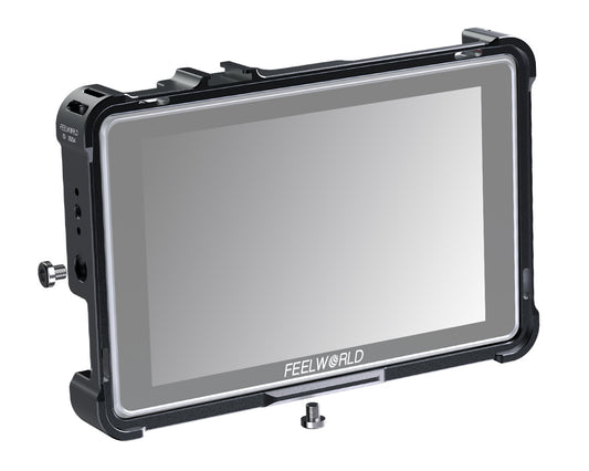 FEELWORLD Camera Monitor Cage Kit for S7 Field Monitor with Multiple Expansion Interfaces and Sunhood Full Aluminum Alloy-2004