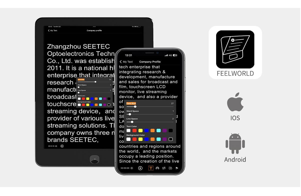 FEELWORLD TP16 16-inch Folding Teleprompter supports up to 16" Tablet Horizontal Vertical Prompting Bluetooth Remote Control
