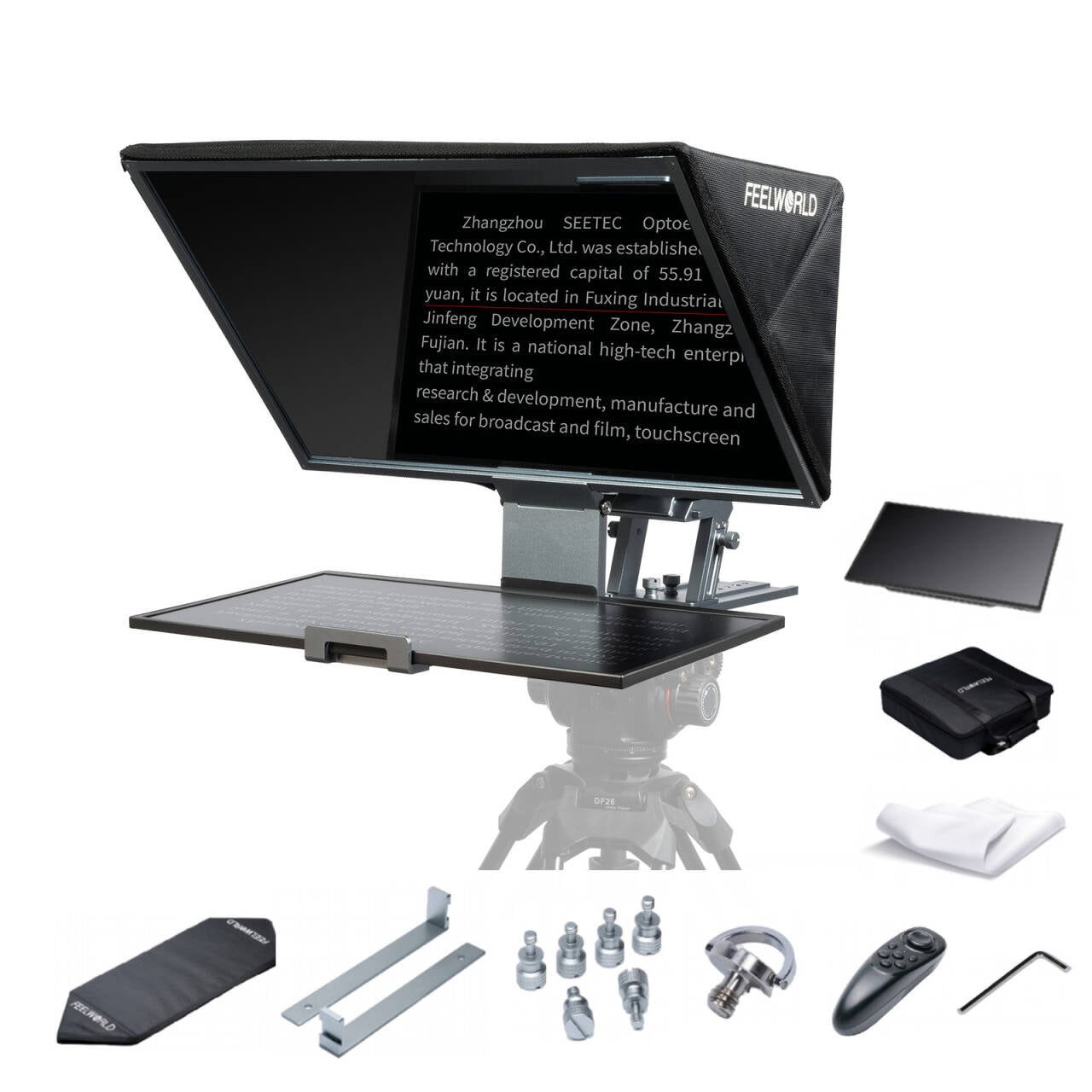 FEELWORLD TP21 21-inch Foldable Teleprompter with Remote optional Self-Reversing Monitor