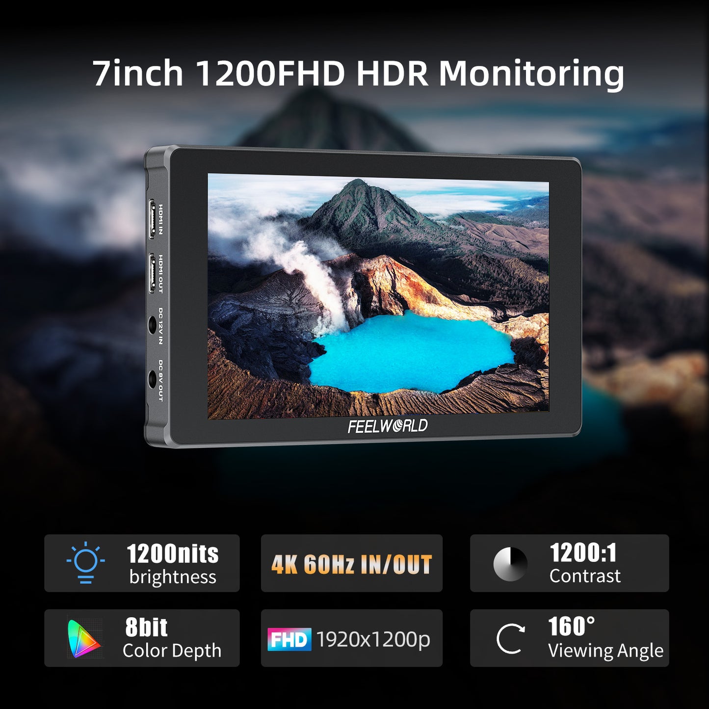 FEELWORLD F7 PLUS 7-Inch DSLR Camera Field Monitor Touchscreen 4K HDMI High Brightness 1200nit NP-F External Install and Power Kit