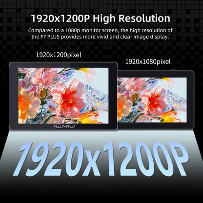 FEELWORLD F7 PLUS 7-Inch DSLR Camera Field Monitor Touchscreen 4K HDMI High Brightness 1200nit NP-F External Install and Power Kit