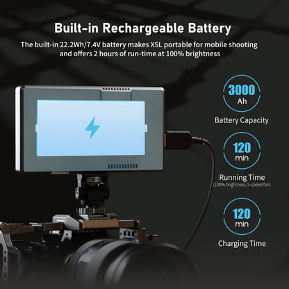 FEELWORLD P6XL 6 Inch Built-in Battery Touchscreen High Bright 1200nit Aluminium Housing DSLR Camera Field Monitor 4K 30Hz
