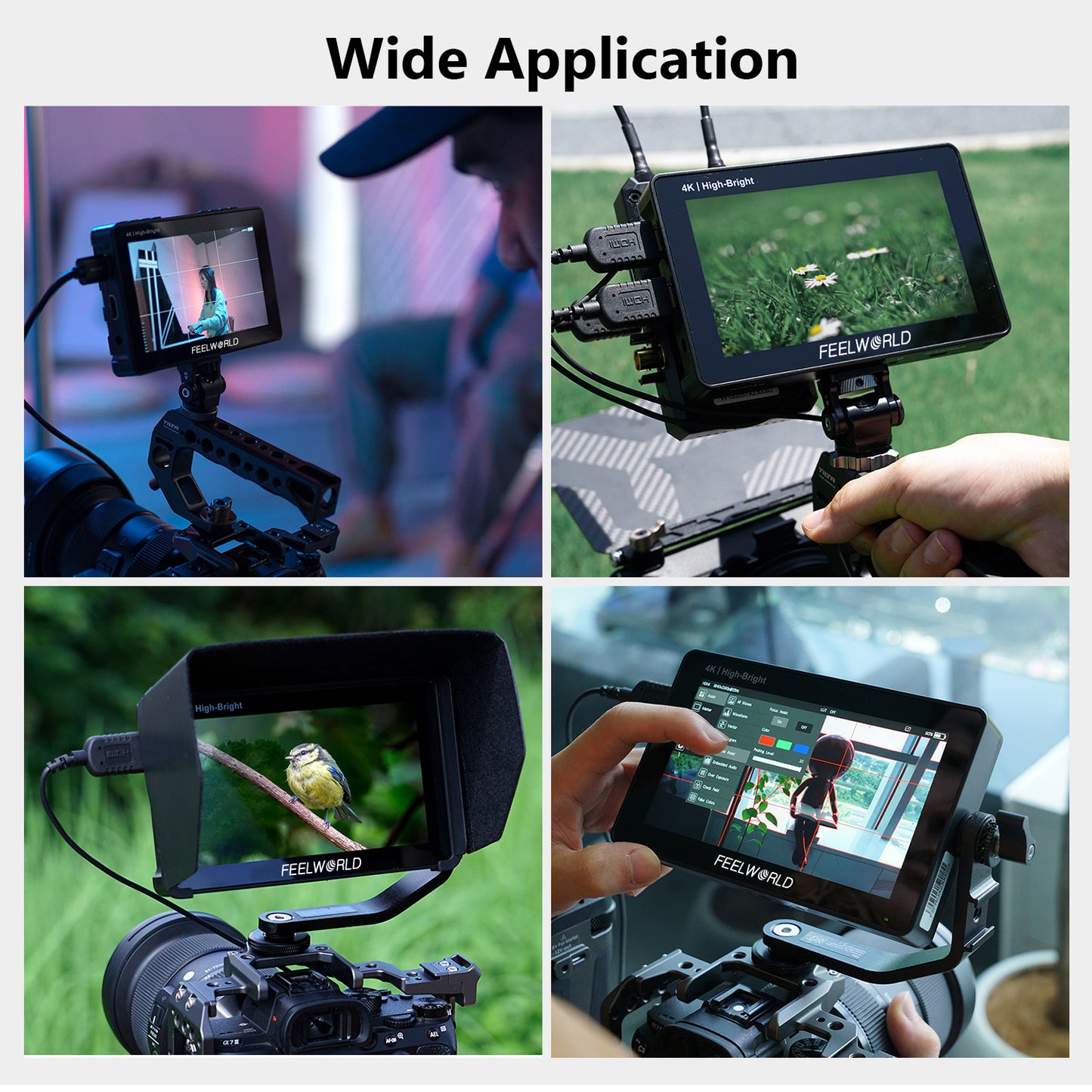 FEELWORLD F5 PROX 5.5 Inch 1600nit High Bright DSLR Camera Field Monitor F970 Install and Power Kit
