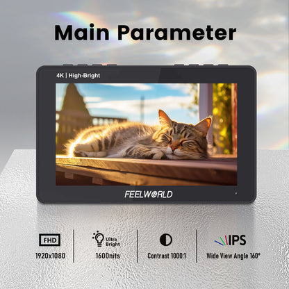 FEELWORLD F5 PROX 5.5 Inch 1600nit High Bright DSLR Camera Field Monitor F970 Install and Power Kit