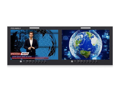 FEELWORLD D101 PLUS / D101 PLUS-H Dual 10.1"4RU Rack Mount Monitor 4K HDMI CVBS 1920x1200IPS