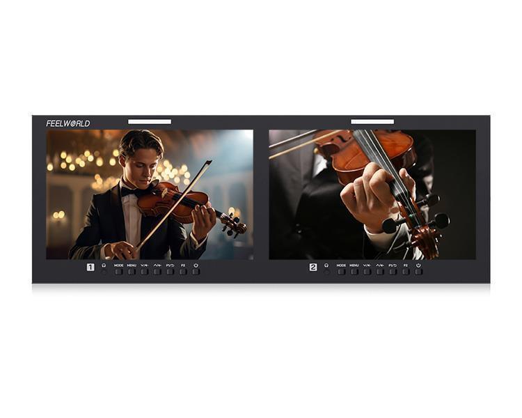 FEELWORLD D101 PLUS / D101 PLUS-H Dual 10.1"4RU Rack Mount Monitor 4K HDMI CVBS 1920x1200IPS