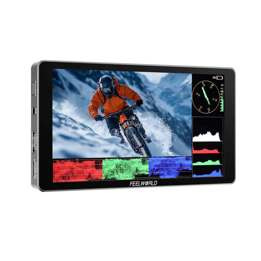 FEELWORLD P6XL 6 Inch Built-in Battery Touchscreen High Bright 1200nit Aluminium Housing DSLR Camera Field Monitor 4K 30Hz