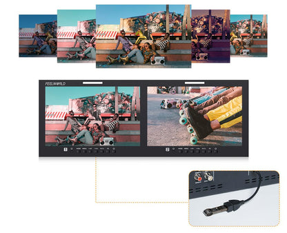 FEELWORLD D101 PLUS / D101 PLUS-H Dual 10.1"4RU Rack Mount Monitor 4K HDMI CVBS 1920x1200IPS