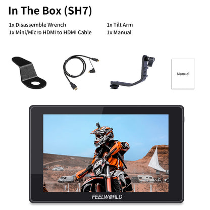 FEELWORLD SH7 7 Inch Ultra Bright 2200nit On-camera Monitor SDI HDMI Cross Conversion Time Code