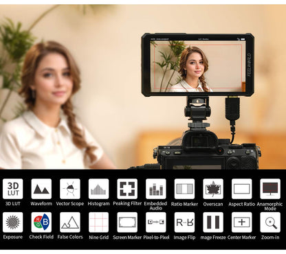 FEELWORLD PS6 5.5 Inch 550nit OLED Vertical Horizontal Camera Field Video Monitor Touch Screen 4K HDMI