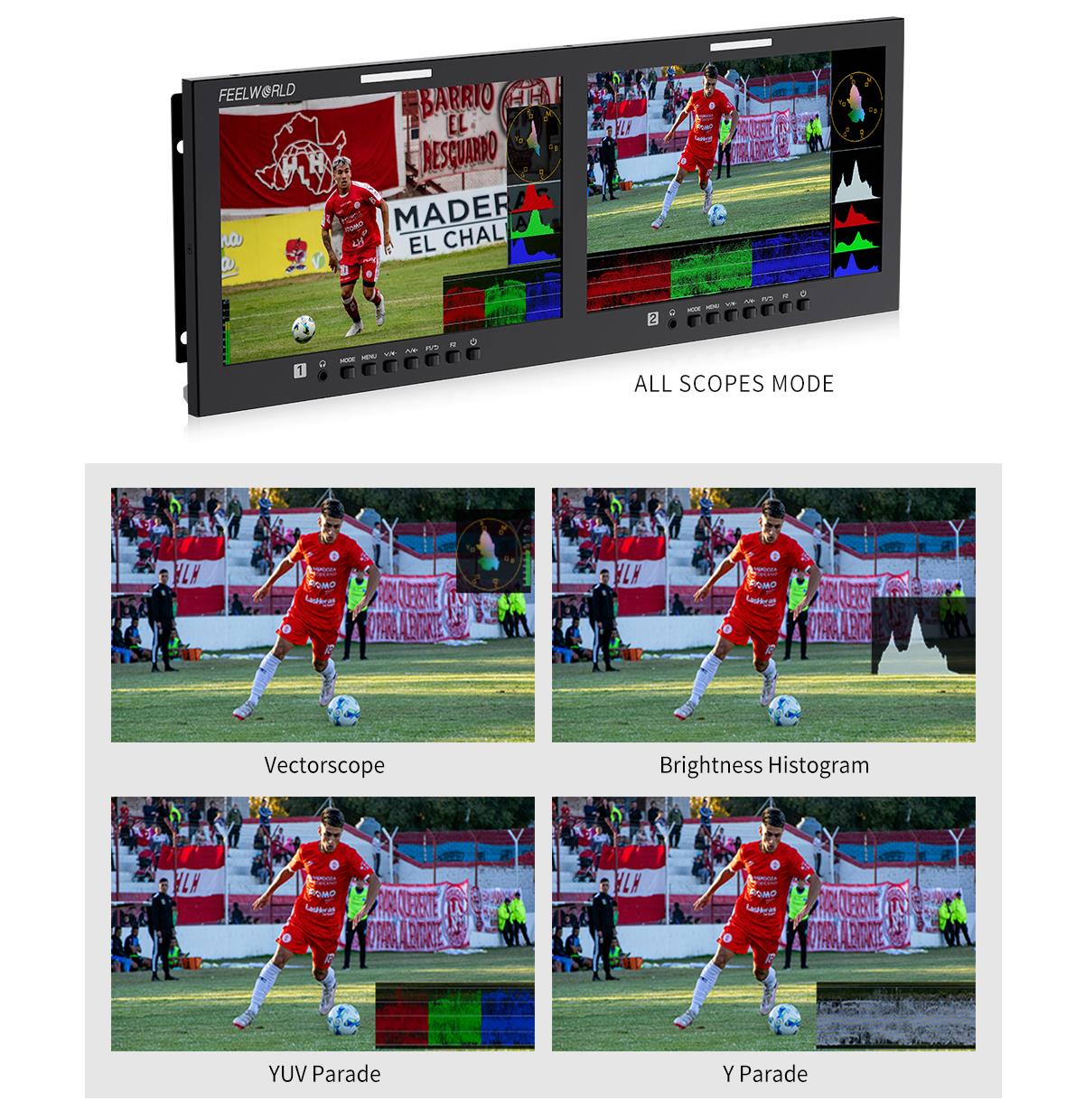 FEELWORLD D101 PLUS / D101 PLUS-H Dual 10.1"4RU Rack Mount Monitor 4K HDMI CVBS 1920x1200IPS