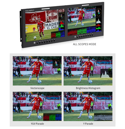 FEELWORLD D101 PLUS / D101 PLUS-H Dual 10.1"4RU Rack Mount Monitor 4K HDMI CVBS 1920x1200IPS