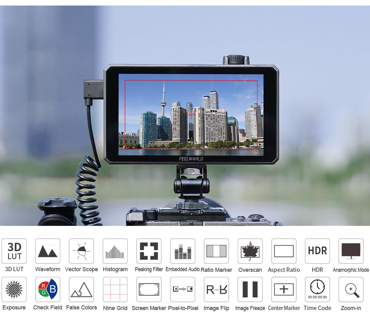 FEELWORLD SC6 6-inch 1500NIT High Brightness Aluminium Field Camera Video Monitor 3G SDI 4K HDMI 60Hz