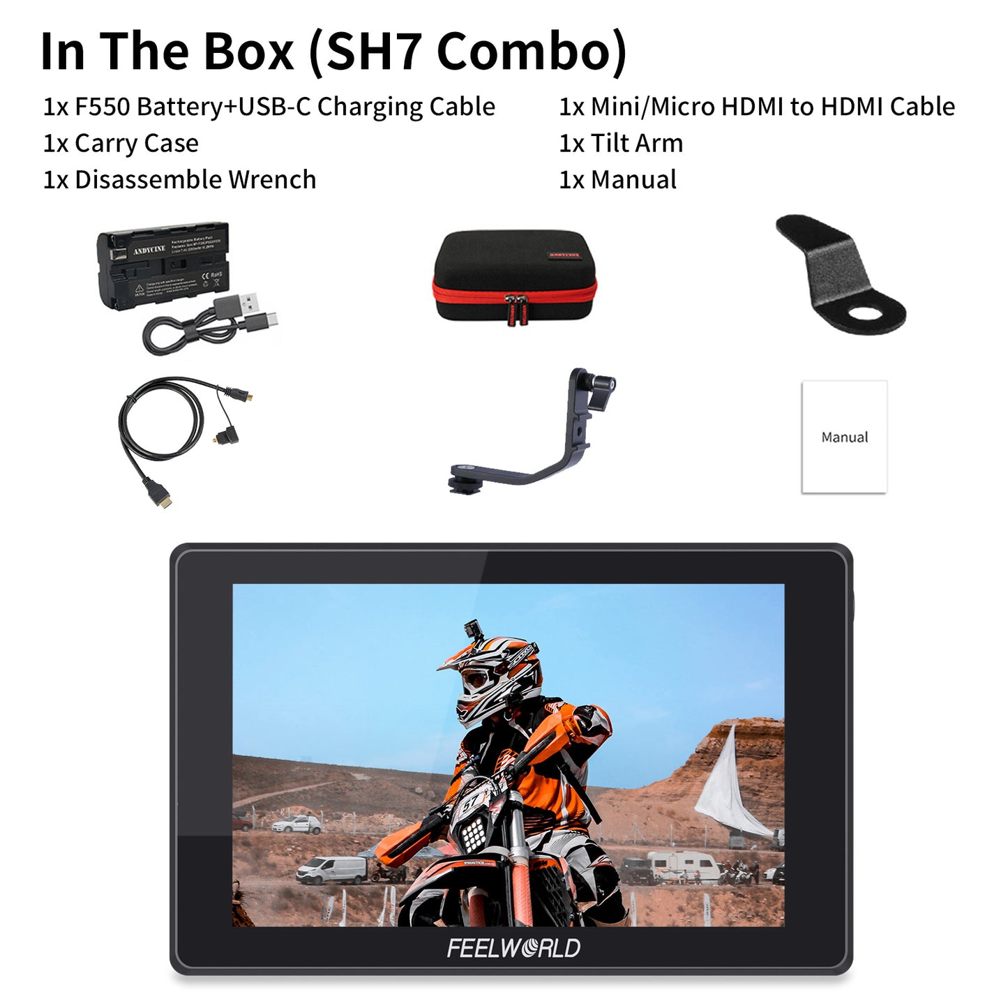 FEELWORLD SH7 7 Inch Ultra Bright 2200nit On-camera Monitor SDI HDMI Cross Conversion Time Code