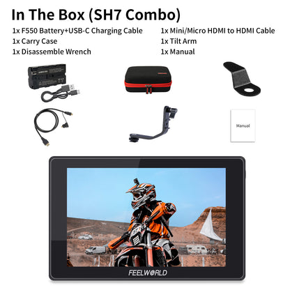 FEELWORLD SH7 7 Inch Ultra Bright 2200nit On-camera Monitor SDI HDMI Cross Conversion Time Code
