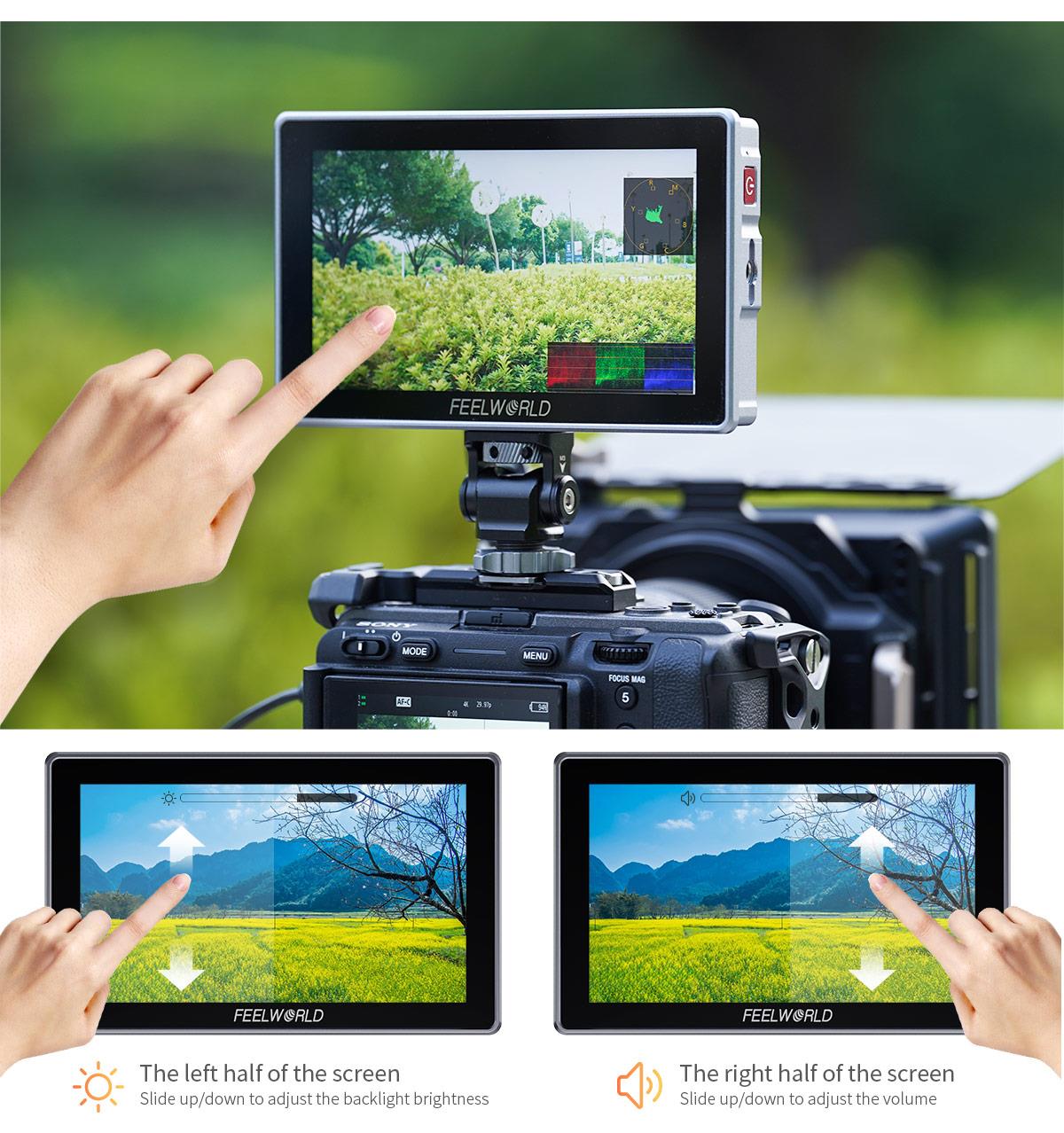 FEELWORLD H5 5.5-inch 12G SDI HDMI 2.0 Camera Field Monitor High Brightness 1200nit Touchscreen