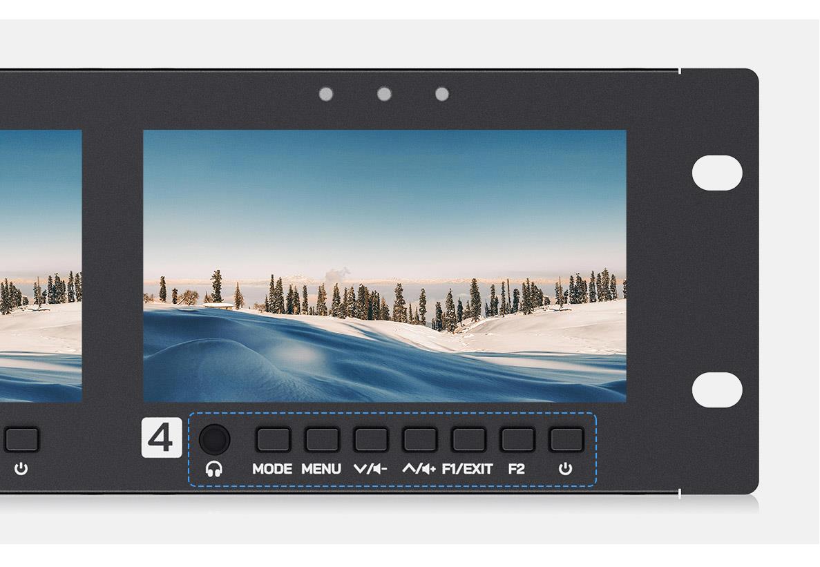 FEELWORLD Q41 Quad 4.5" 2RU Rack Mount Monitor 3G-SDI 4KHDMI AV Input and output