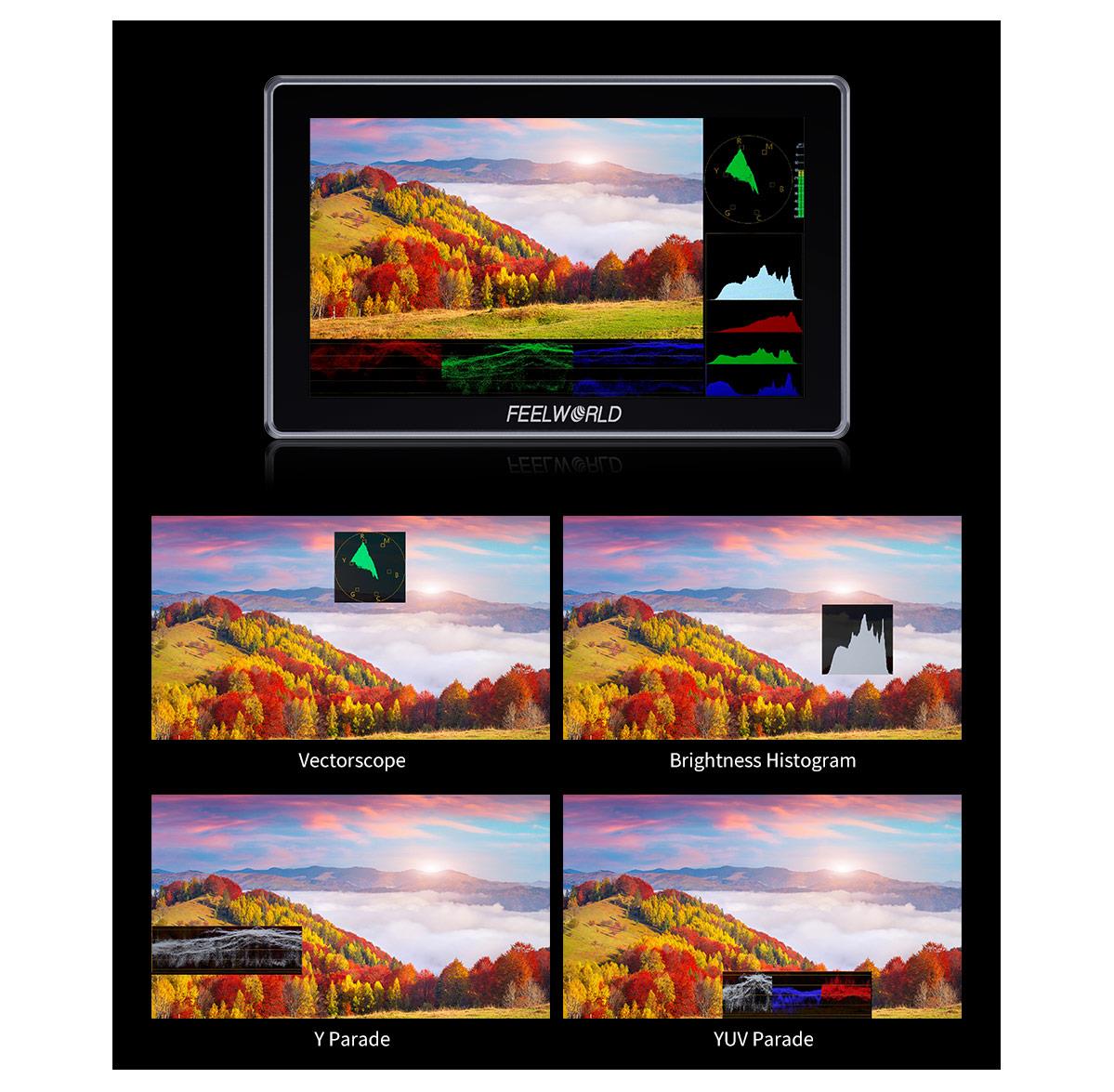 FEELWORLD H5 5.5-inch 12G SDI HDMI 2.0 Camera Field Monitor High Brightness 1200nit Touchscreen