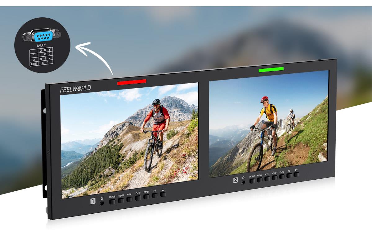 FEELWORLD D101 PLUS / D101 PLUS-H Dual 10.1"4RU Rack Mount Monitor 4K HDMI CVBS 1920x1200IPS
