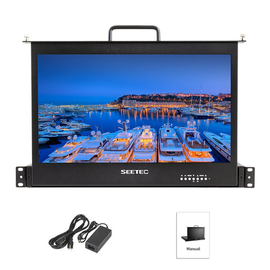 FEELWORLD SEETEC SC173-HSD-56 17.3 Inch 1RU Pull Out Rack Mount Monitor Full HD 1920x1080