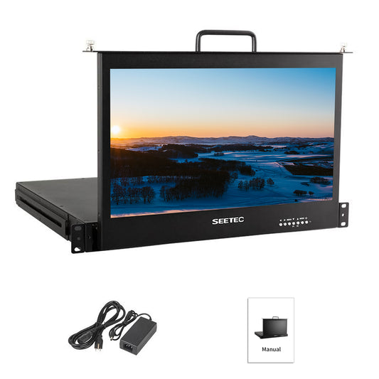 FEELWORLD SEETEC SC173-HSD-56 17.3 Inch 1RU Pull Out Rack Mount Monitor Full HD 1920x1080
