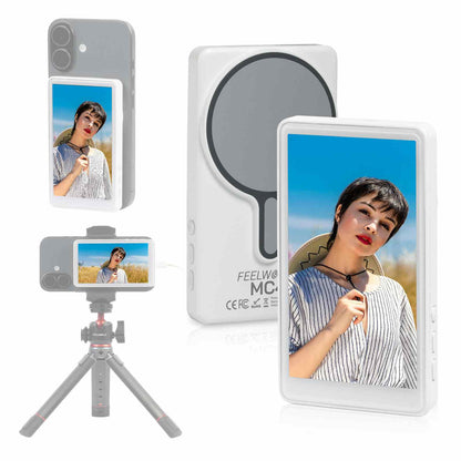 FEELWORLD MC4 Selfie Screen Monitor for Vlog Live Stream Magnetic Back Wireless Connection with Remote Control