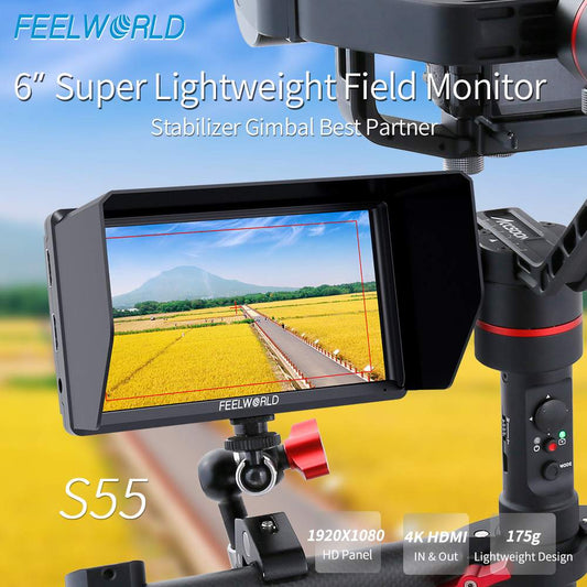 FEELWORLD S55 V3 6 Inch DSLR Camera Field Monitor FHD IPS Support 4K HDMI Input Output Tilt Arm Power Output