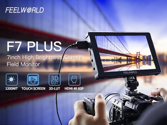 FEELWORLD F7 PLUS 7-Inch DSLR Camera Field Monitor Touchscreen 4K HDMI High Brightness 1200nit NP-F External Install and Power Kit