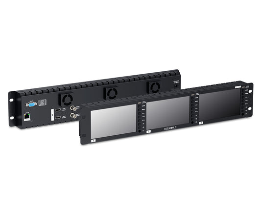 FEELWORLD FRM501G Triple 5.5" 2RU Rackmount Monitor 12G SDI 4K HDMI 1920x1080 IPS 1000nits High Brightness