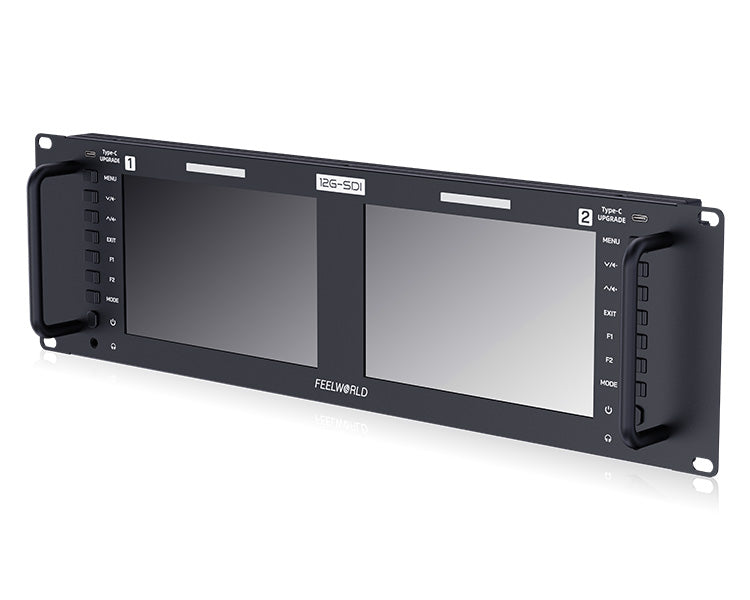 FeelWorld FRM701G Dual 7 Inch 12G-SDI/HDMI 4K 3RU Rackmount Monitor