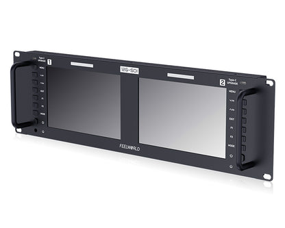 FeelWorld FRM701G Dual 7 Inch 12G-SDI/HDMI 4K 3RU Rackmount Monitor