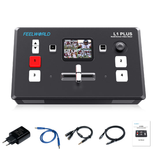 FEELWORLD L1 PLUS Multi-camera Video Mixer Switcher Touch Screen PTZ Control USB3.0 Fast Streaming