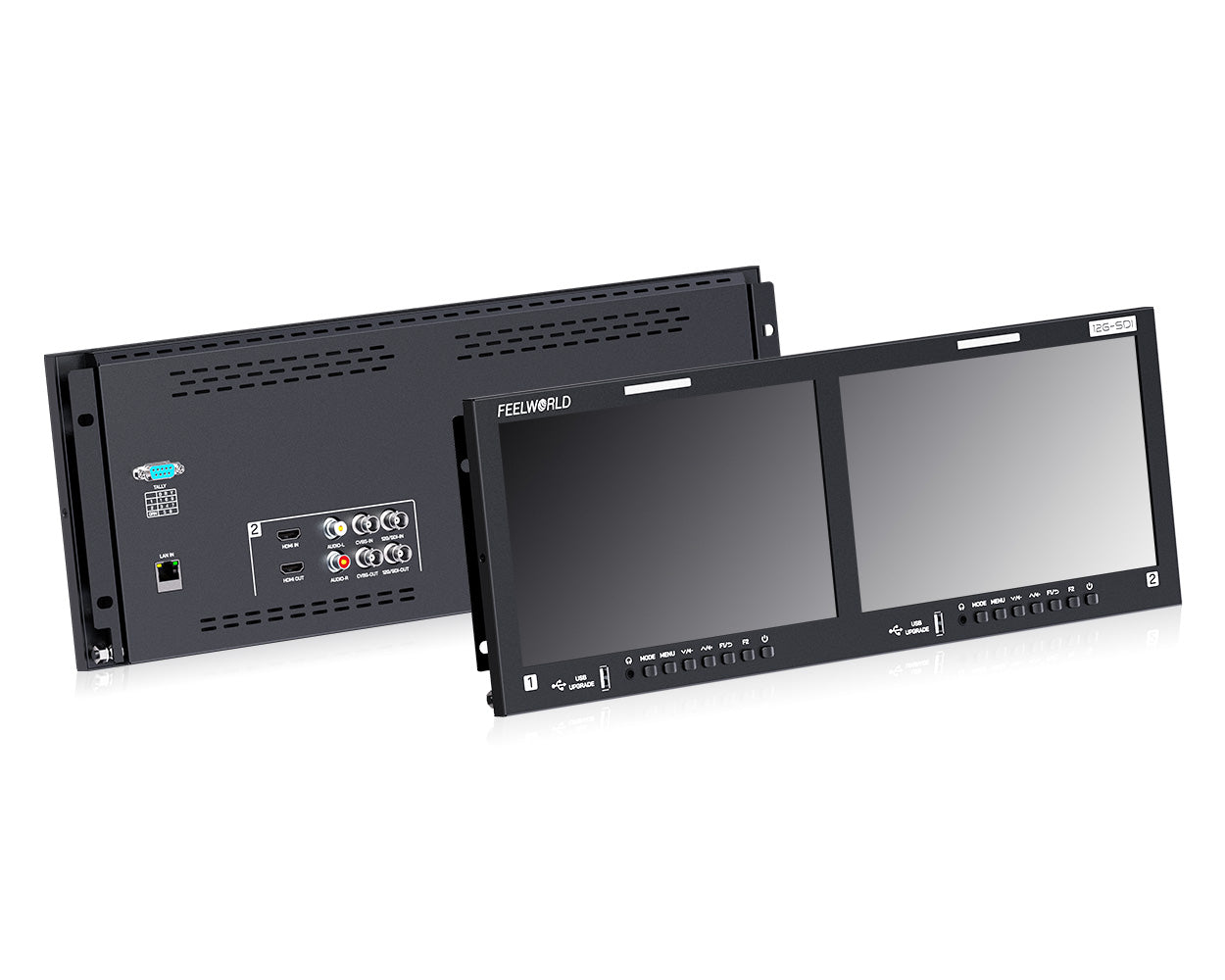 FEELWORLD FRM1001G Dual 10.1 Inch 4RU Rackmount Monitor 12G SDI 4K HDMI 1920x1200 IPS