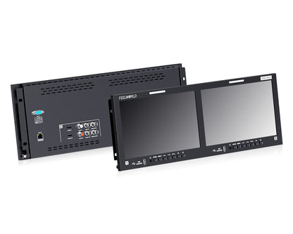 FEELWORLD FRM1001G Dual 10.1 Inch 4RU Rackmount Monitor 12G SDI 4K HDMI 1920x1200 IPS