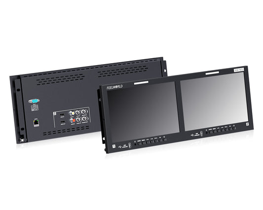 FEELWORLD FRM1001G Dual 10.1 Inch 4RU Rackmount Monitor 12G SDI 4K HDMI 1920x1200 IPS