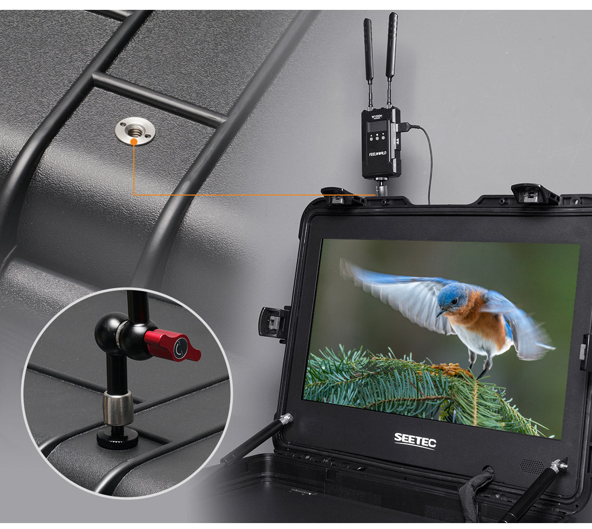 FEELWORLD SEETEC WPC215 21.5 Inch 1000nit High Bright Carry-on Production Monitor with Waterproof Case