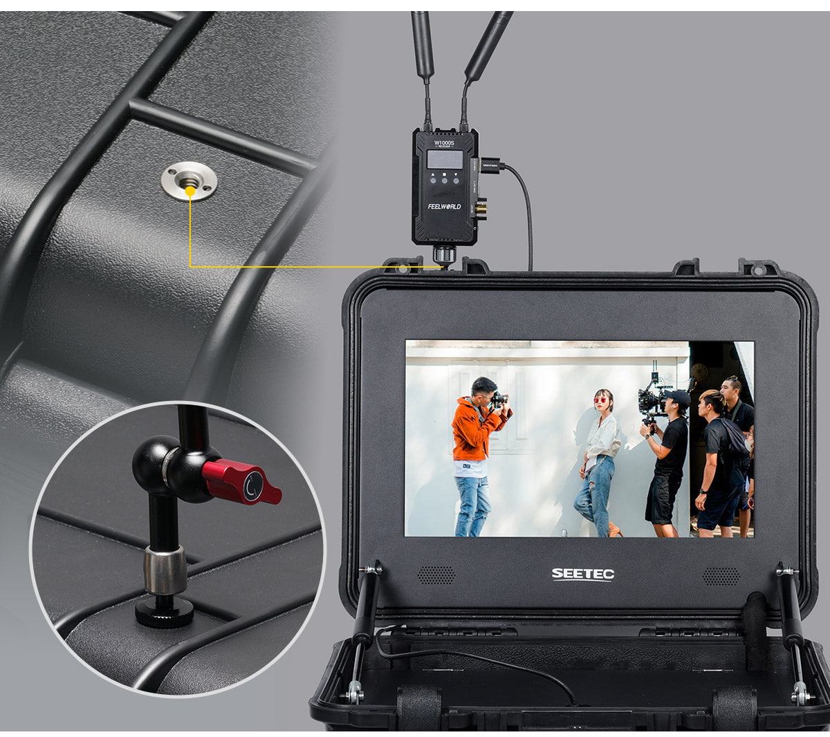 FEELWORLD SEETEC WPC156 15.6 inch 1000nit High Bright Carry-on Production Monitor with Waterproof Case