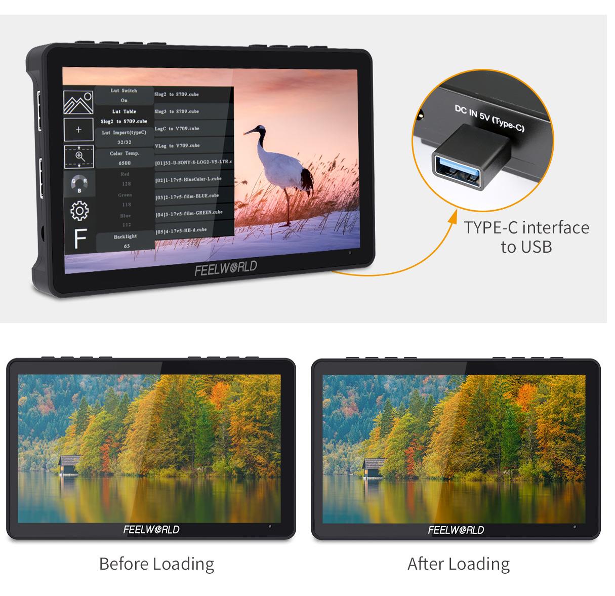FEELWORLD F5 Pro V4 6 Inch Touch Screen 3D LUT DSLR Camera Field Monitor with F970 External Kit