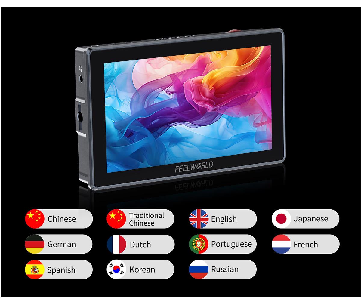 FEELWORLD H5 5.5-inch 12G SDI HDMI 2.0 Camera Field Monitor High Brightness 1200nit Touchscreen