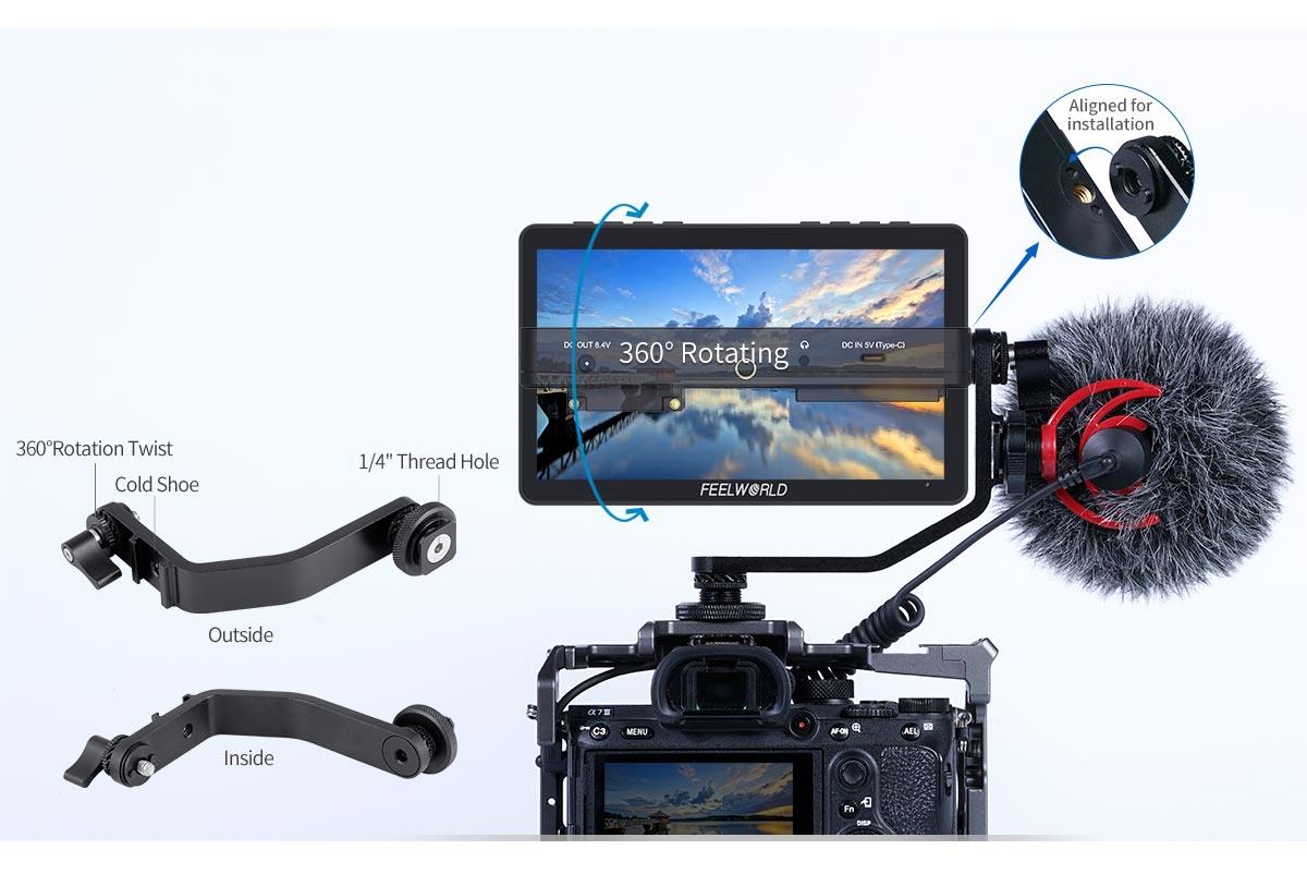 FEELWORLD F5 Pro V4 6 Inch Touch Screen 3D LUT DSLR Camera Field Monitor with F970 External Kit