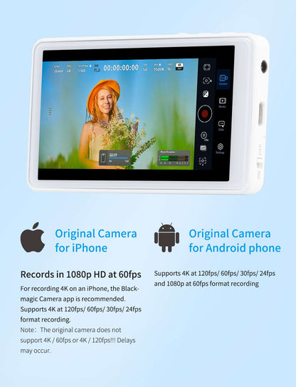 FEELWORLD MC4 Selfie Screen Monitor for Vlog Live Stream Magnetic Back Wireless Connection with Remote Control