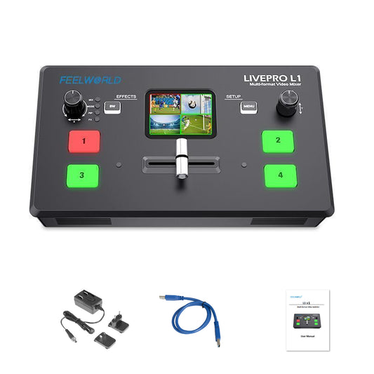 FEELWORLD LIVEPRO L1 V1 Multi Camera Video Mixer Switcher LCD Screen 4 HDMI Input USB3.0 Live Stream