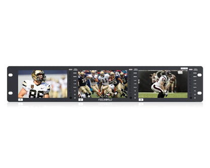FEELWORLD FRM501G Triple 5.5" 2RU Rackmount Monitor 12G SDI 4K HDMI 1920x1080 IPS 1000nits High Brightness